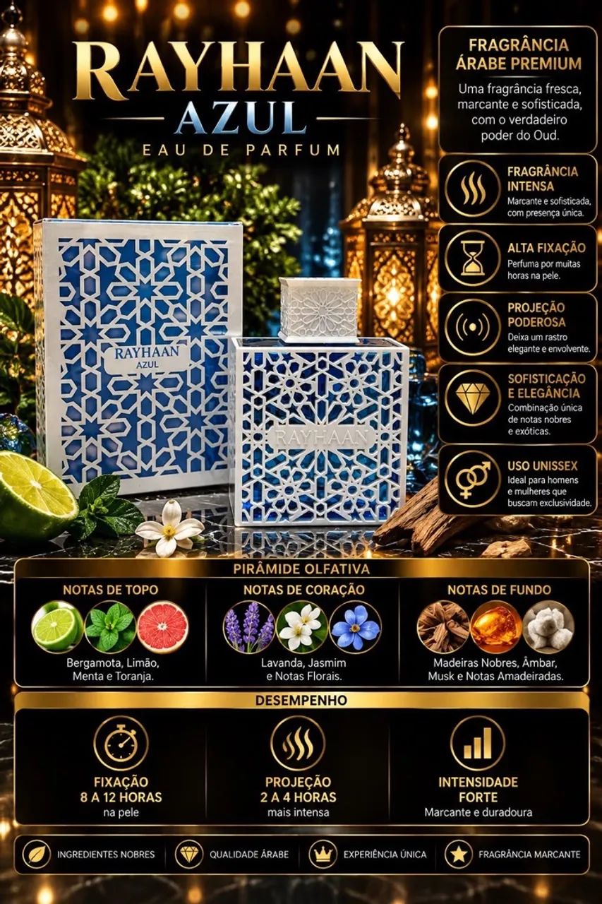 Perfume RAYHAAN AZUL - EAU DE PARFUM 100 ML