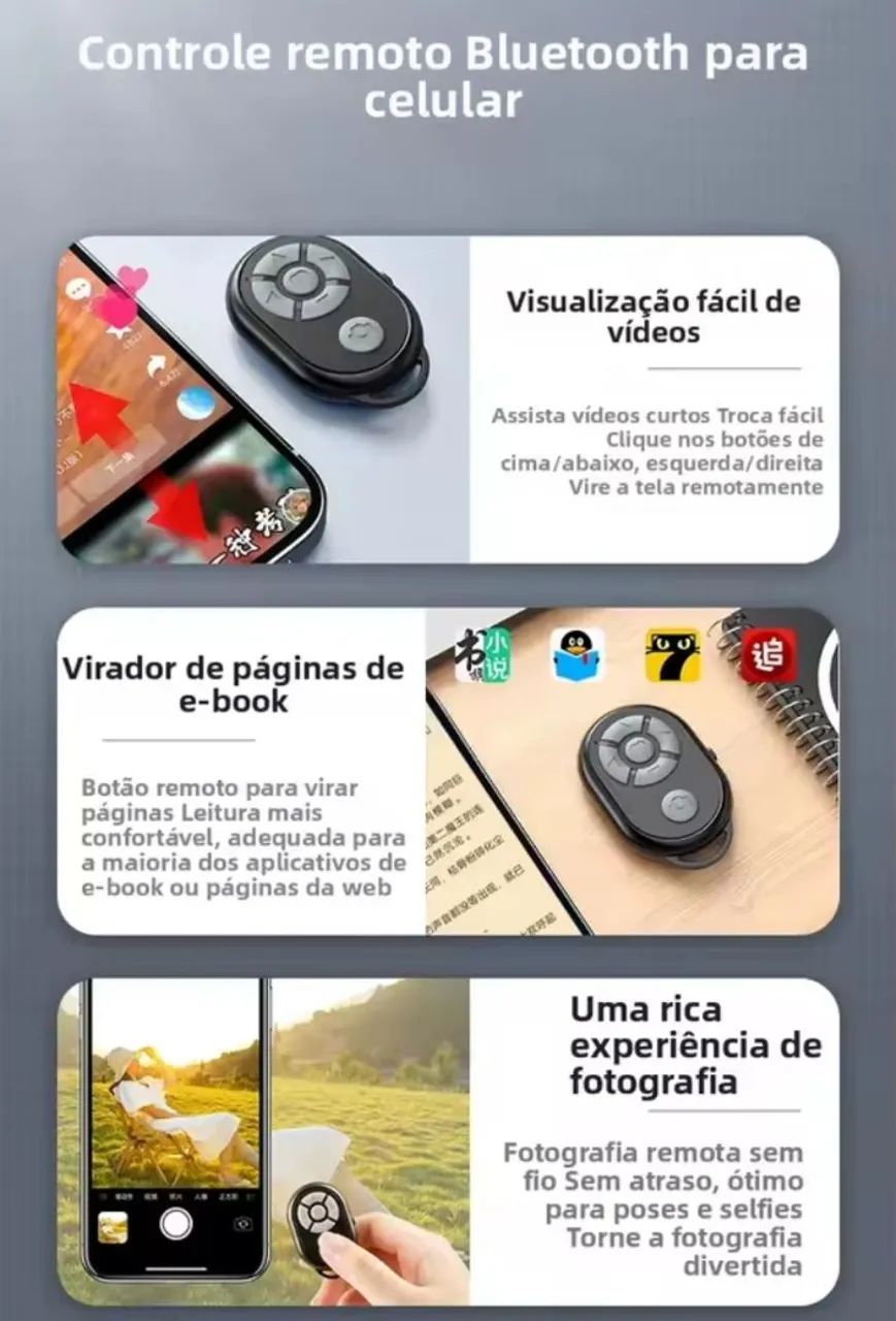 Controle remoto para selfie com Bluetooth  - Foto 5