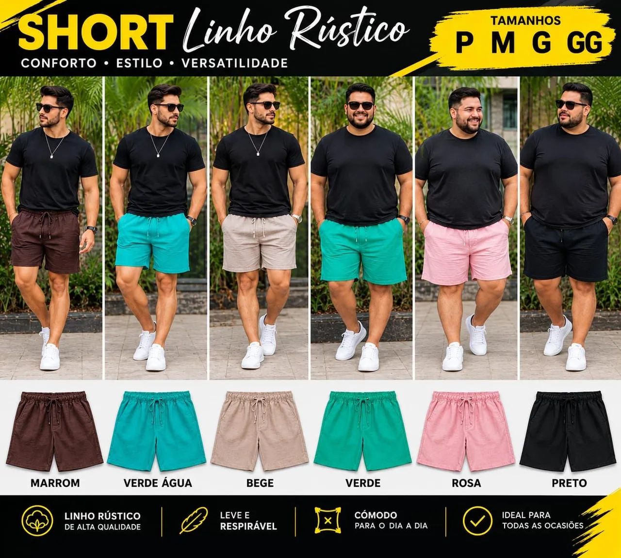short linho do p ao gg e plus sizes