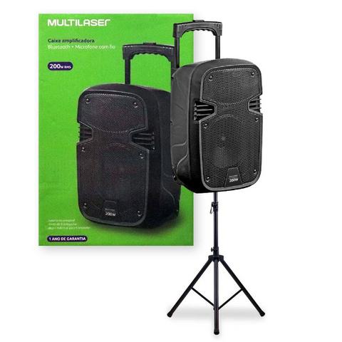 Caixa de Som Amplificadora SP329 Multilaser 8 Pol 200W Com Bluetooth Usb Fm Aux Sd Microf - Foto 2