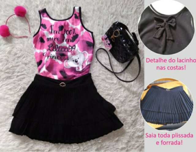 conjunto saia e blusa lilica ripilica