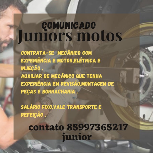 118234631744247 Mecânico com Experiência em Injeção e Motor Elétrico Ensino Técnico Fortaleza Mecânico  