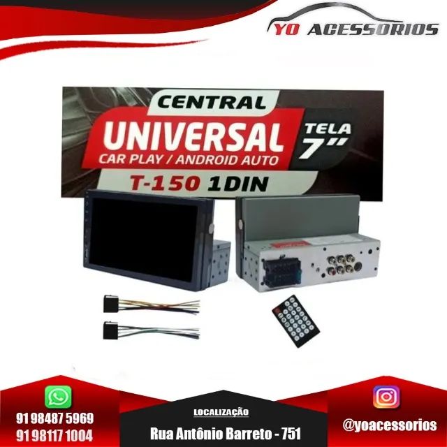 Multimídia 7 Polegadas 1din Android Carplay Sd Usb Bluetooth