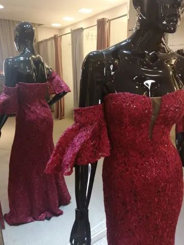 Vestido de festa longo Renda Vermelho - P - Foto 2