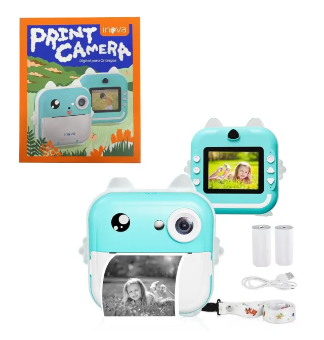 CAMERA DIGITAL INFANTIL DE IMPRESSÃO INSTATANEA INOVA CAM-12607 VERDE