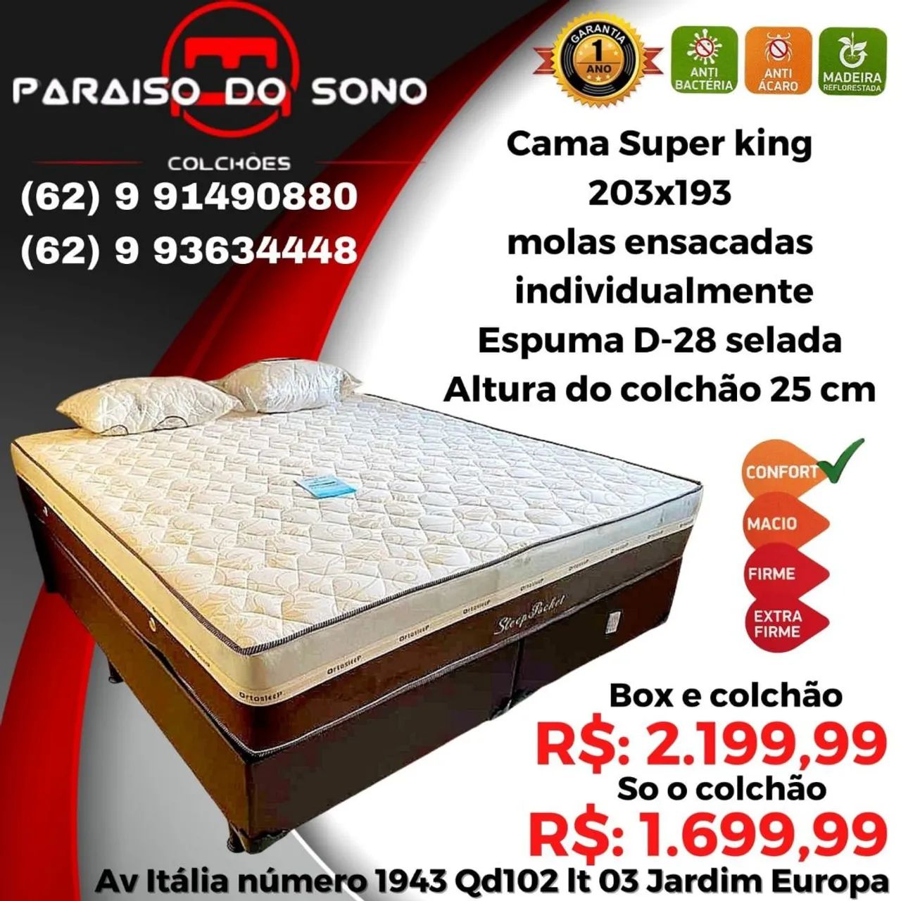 Cama  King 1,93x2,03 a pronta entrega na promoção