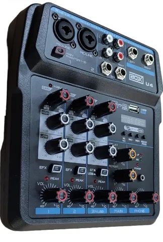 Mesa De Som 4 Canais Boxx U4 Interface Otg Para Gravações