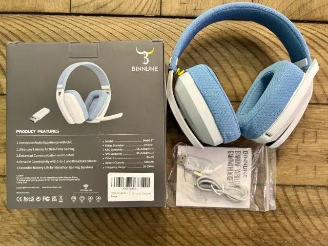 Headset sem fio para jogos BINNUNE (PS5, PS4, PC, Mac) BW06