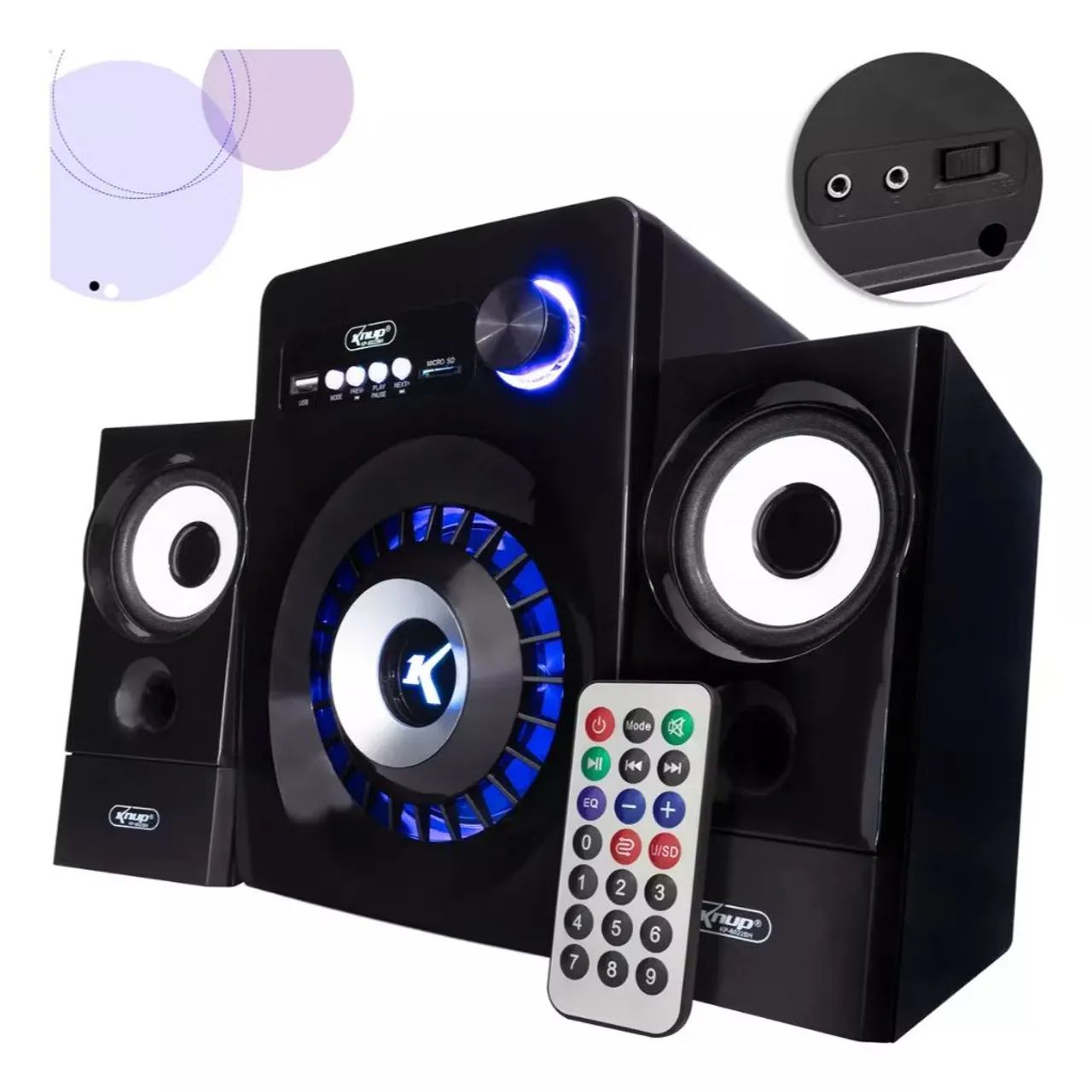 Caixa De Som 2.1 Subwoofer Amplificador Bluetooth Tv Pc Aux Fm