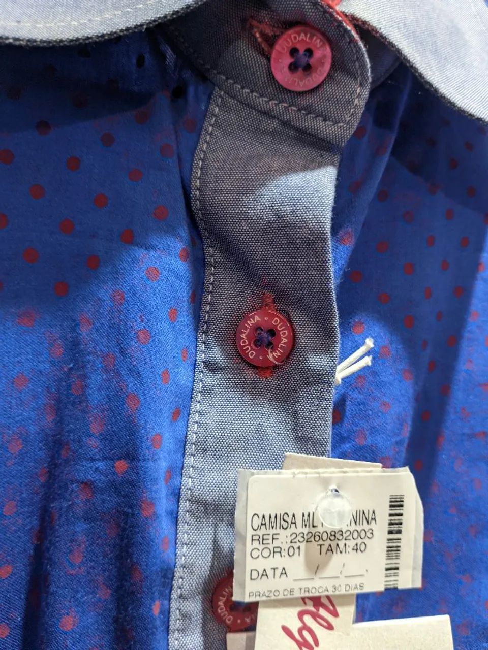 Camisa Chemise Jaquard Em Algodão Egípcio Dudalina,tam. 40/M,Nova na Etiqueta, nunca usada - Foto 6