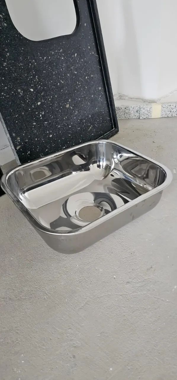 Vendo Bancada Granito Preto são Gabriel + Cuba de embutir + Ralo + Frontão Pia - Foto 5