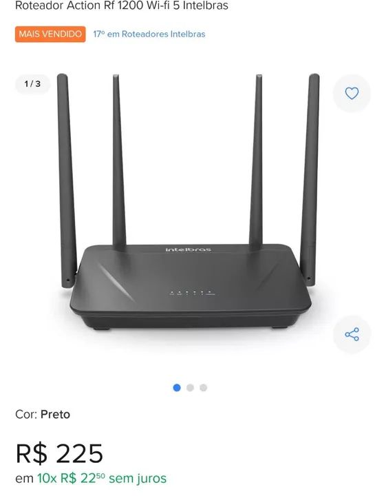 Roteador Intelbras Action Rf 1200 Wi-fi 5