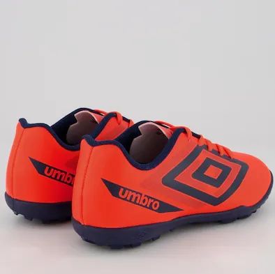 Chuteira Society Umbro Beat - Infantil Laranja e Azul (MOSTRUÁRIO)