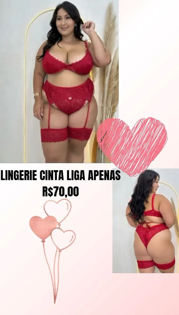 Lingerie Cinta Liga Vermelha - R$70,00