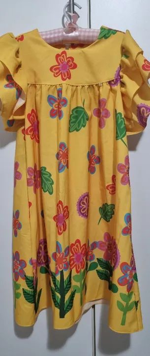 Vestido Infantil Floral Amarelo novo