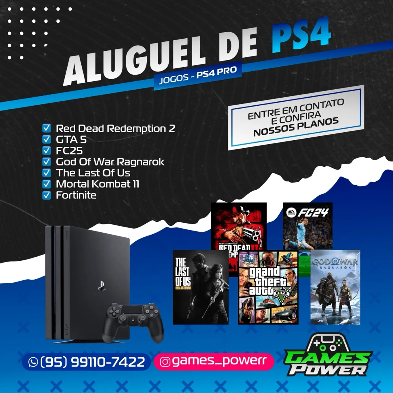 Aluguel de PS4, PS5 e Xbox series s/x