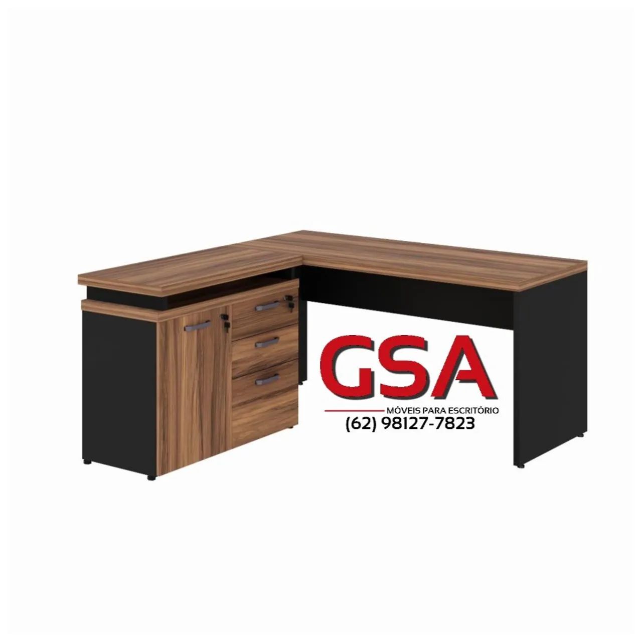 Mesa de Escritório em L  com Gaveteiro e Armário  - Foto 2