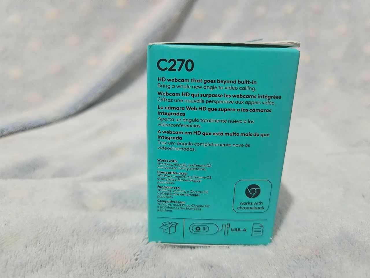 Webcam Logitech C270 HD, 720p, Microfone Integrado, USB 2.0 com 3MP Cinza Preta - Foto 3