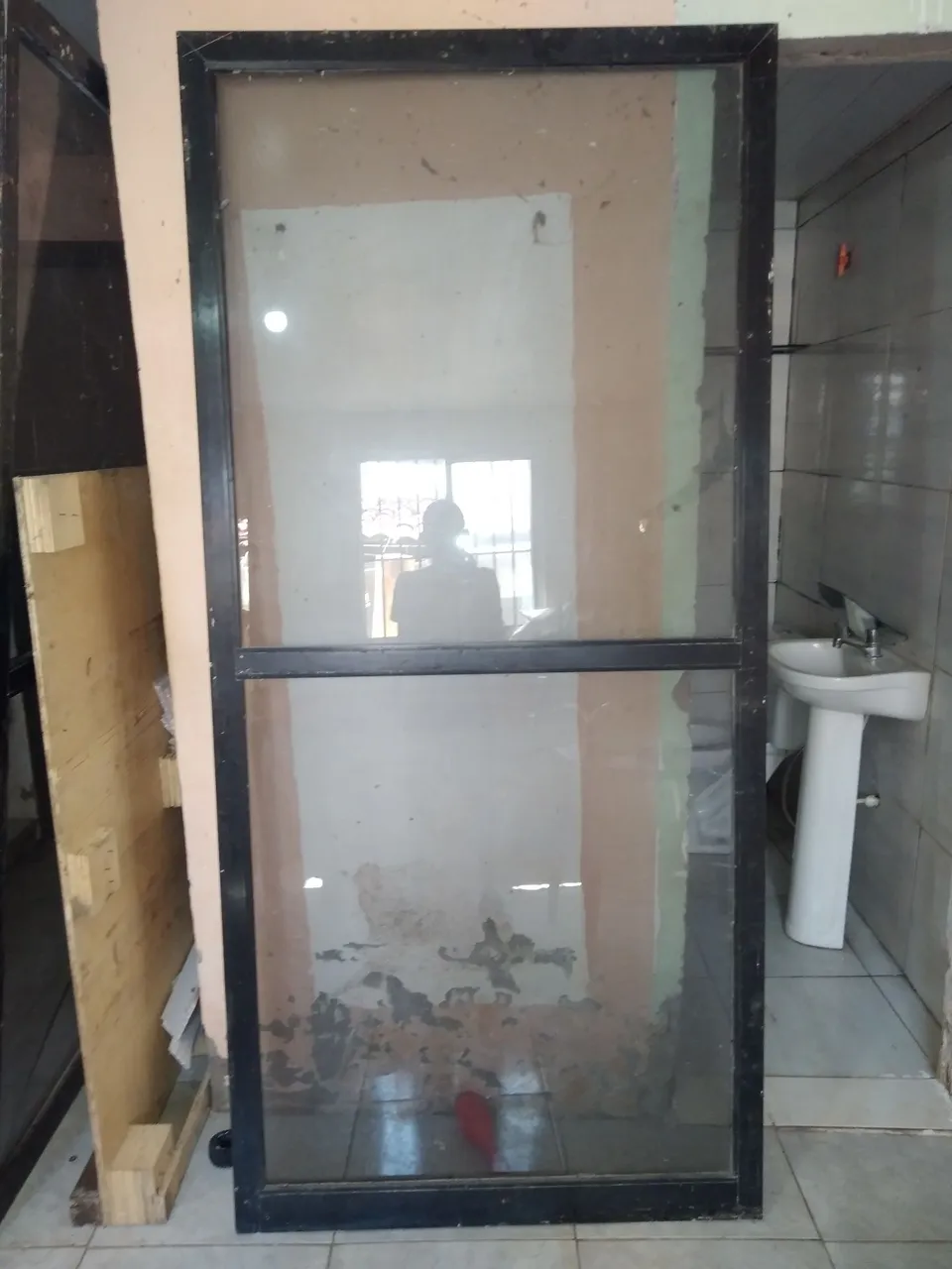 Porta de Vidro e Alumínio com Estrutura Reforçada kit com duas portas
