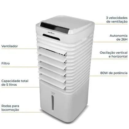 Climatizador de Ar Frio Portátil 5 Litros Britânia 4 em 1 novo  - Foto 6