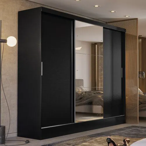 Guarda-Roupa Preto com Espelho