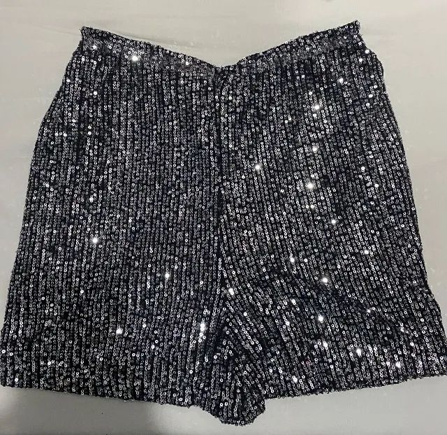 Short saia de paetê prata - Foto 3