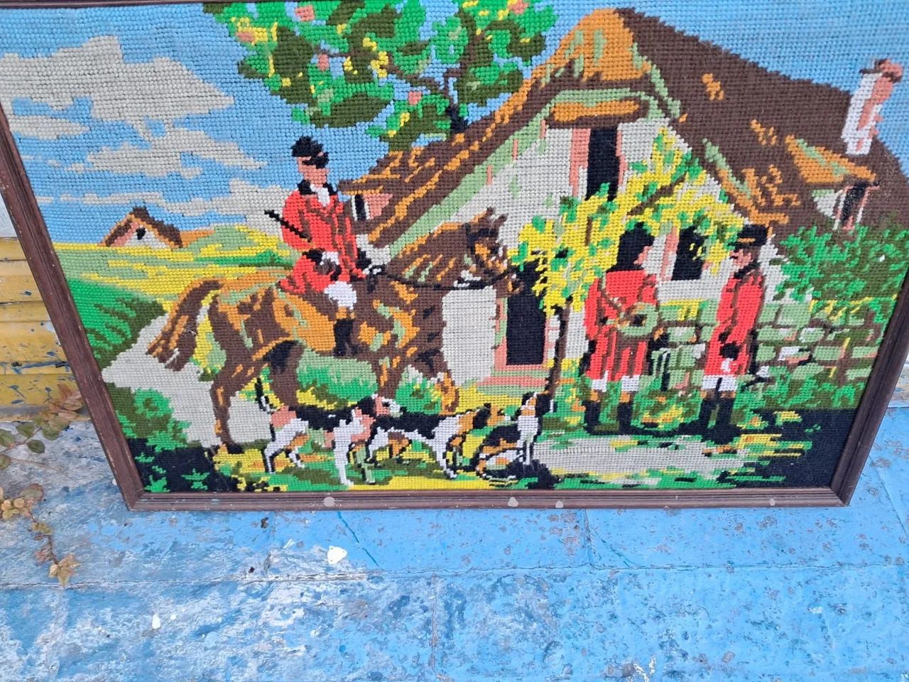 Quadro tapeçaria com cena de caça - Foto 3