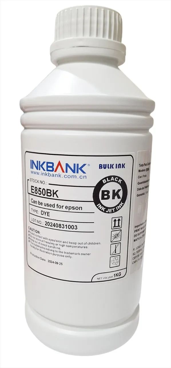 Tinta Inkbank E850BK Corante Preta Epson - 1 Litro - Compatível