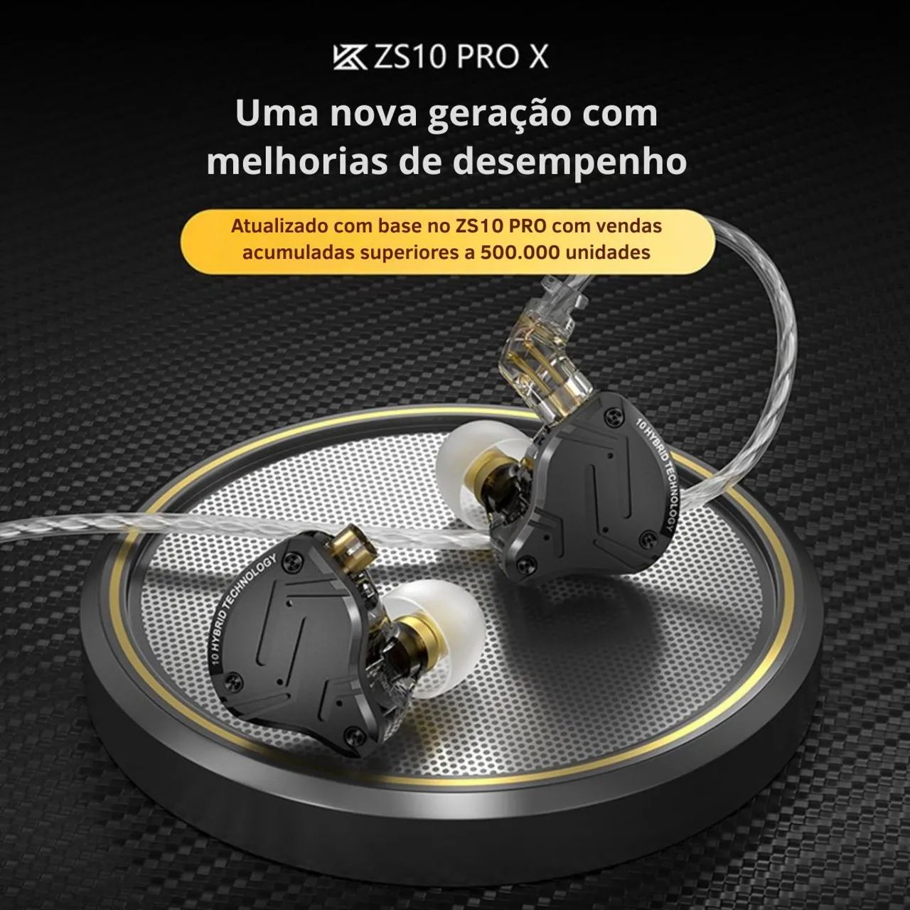 Fone Kz zs 10 pro x In-ear Sem Mic  NOVO com NF-E Retorno de Palco, Som Profissional KZ   - Foto 2