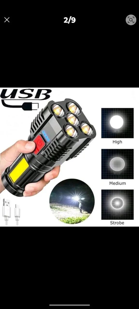 Lanterna de Led COB Recarregável - Camping e Acampamentos - Foto 3