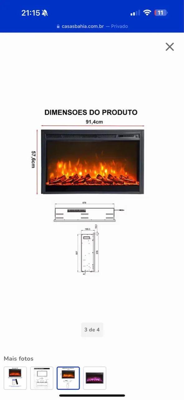 LAREIRA ELÉTRICA ECOLÓGICA WGRIF MODELO - GR36 RUBI (220 VOLTS) - Foto 2