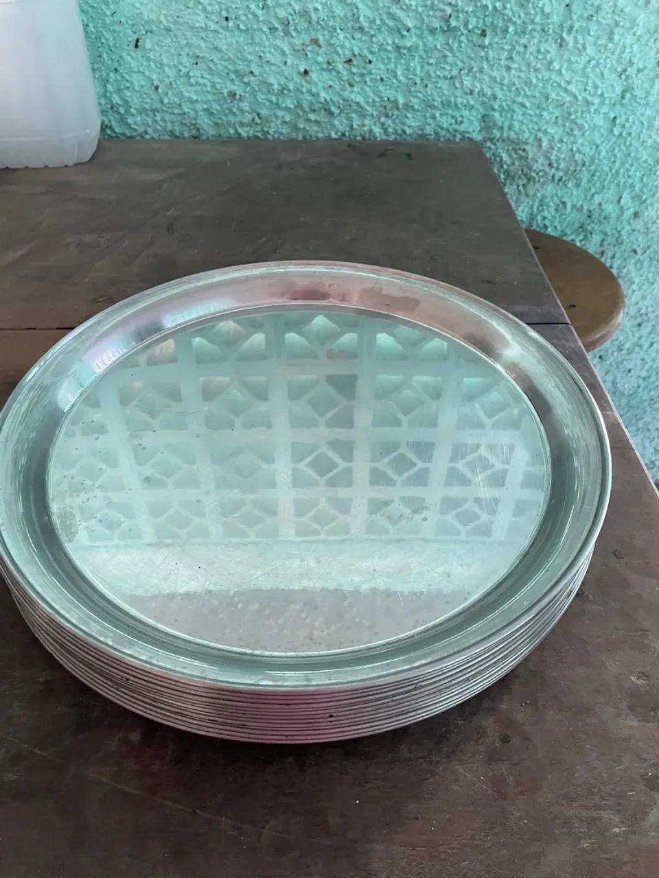 Conjunto de bandejas de inox 40cm para garçom 