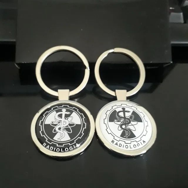 Radiologia - Chaveiro Cromado - Logotipo Resinado