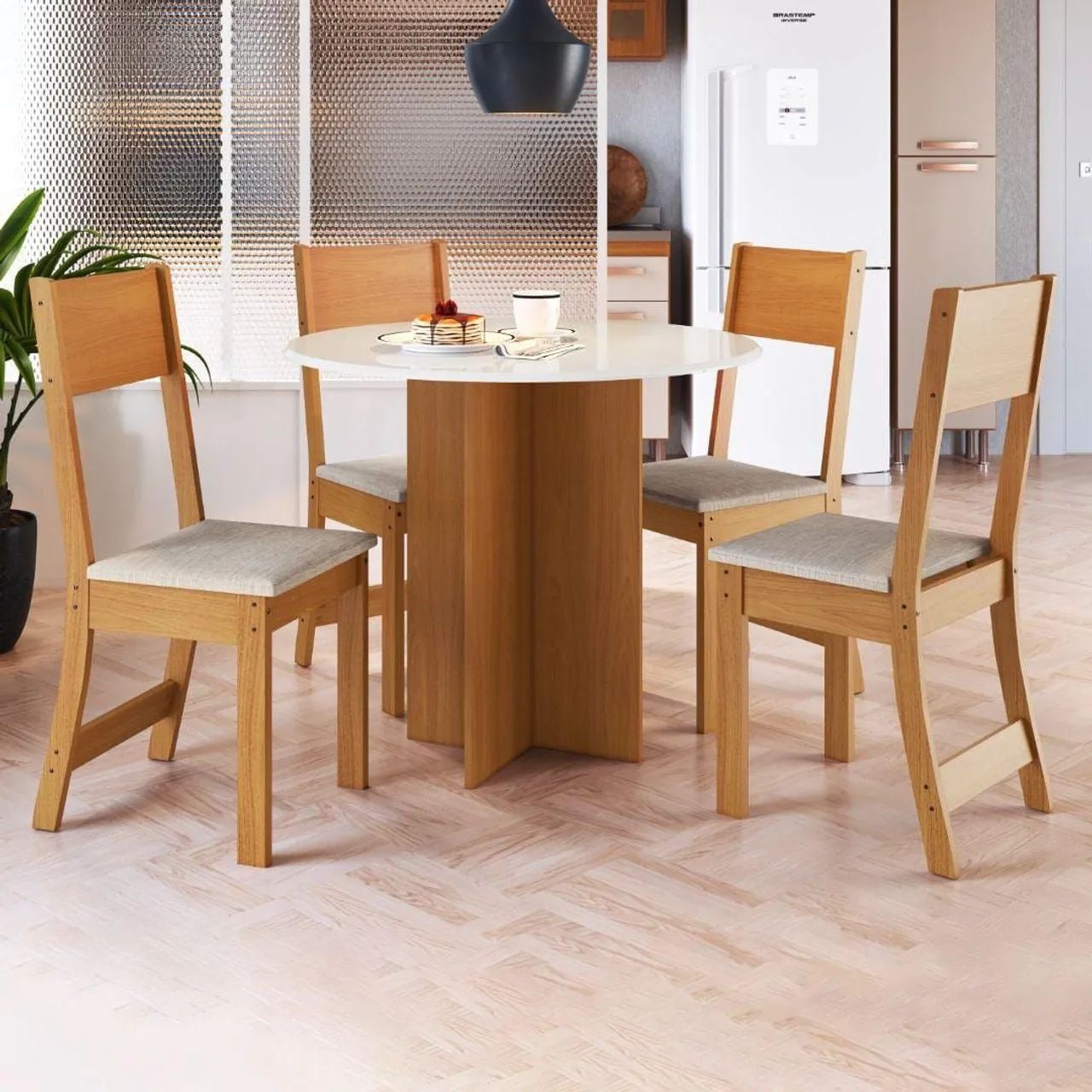 Conjunto de Mesa e Cadeiras para Jantar - Madeira - Foto 4