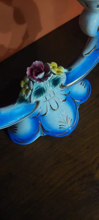 Antiguidade Candelabro porcelana  - Foto 2