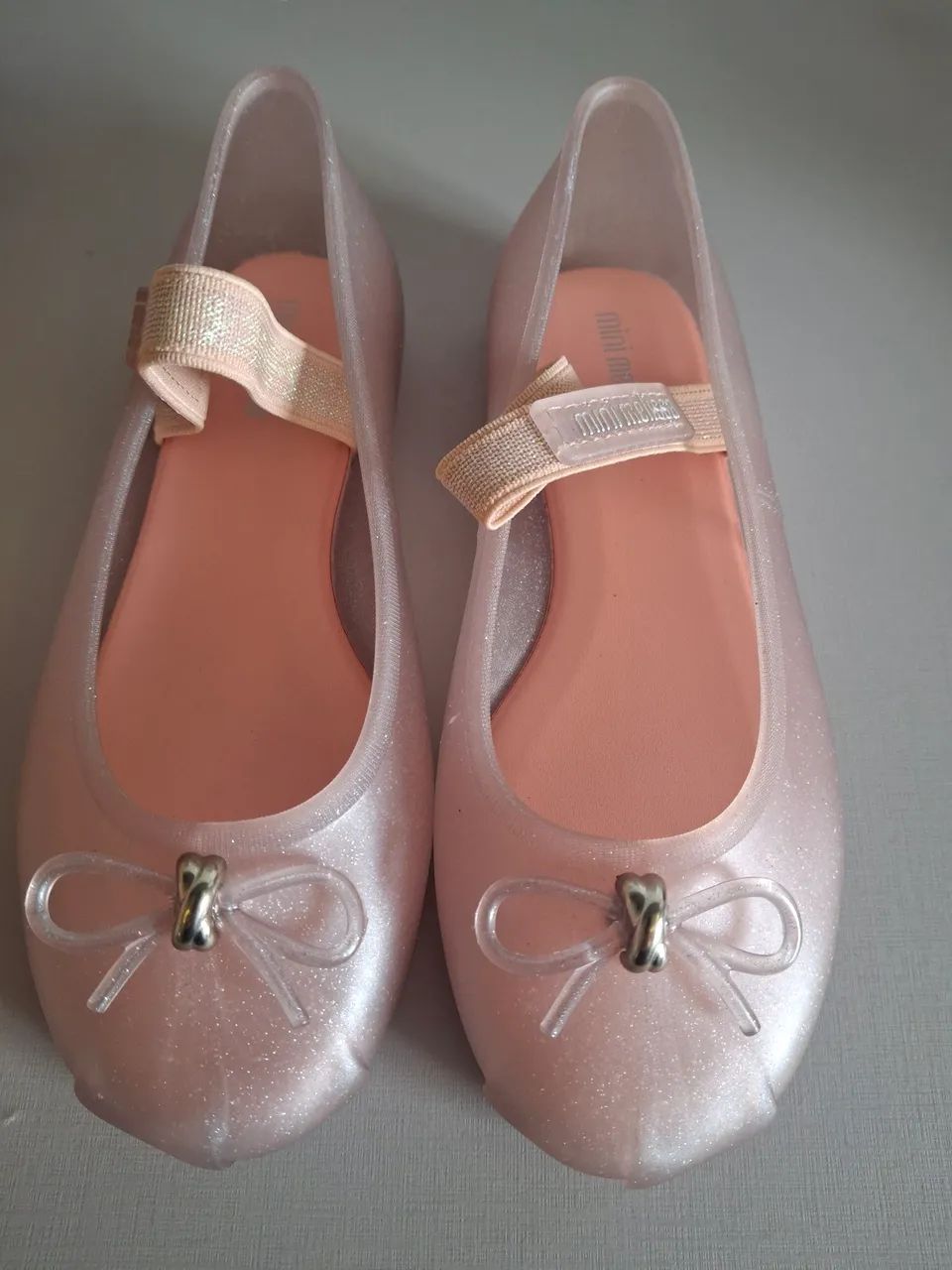 Sapatilhas Mini Melissa Bailarina Glitter Rosa Bebê