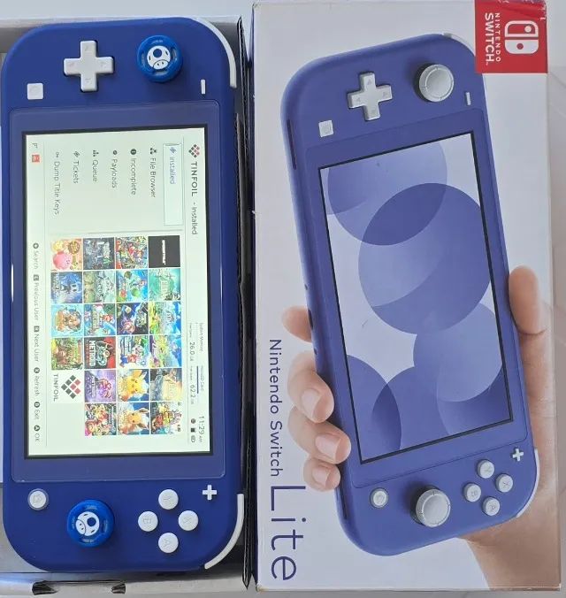 Nintendo Switch Lite Azul- Desbloqueado Novo 256GB - Consoles de