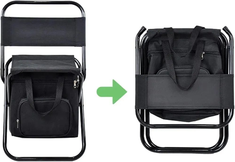 Cadeira Dobrável com Cooler para Camping - Preta - Foto 3