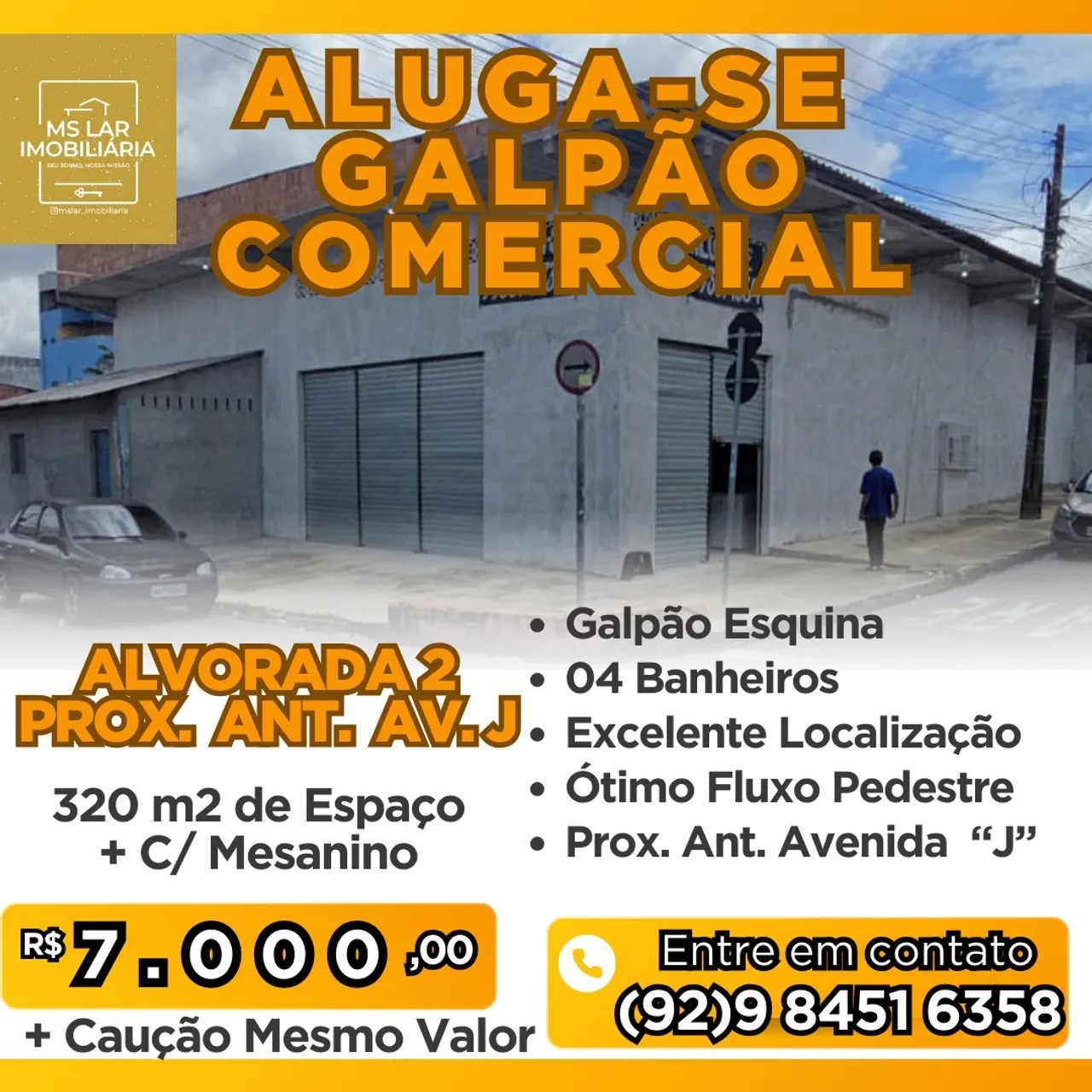 ALUGA-SE GALPÃO COM. 320 M2 COM MESANINO ALVORADA ll