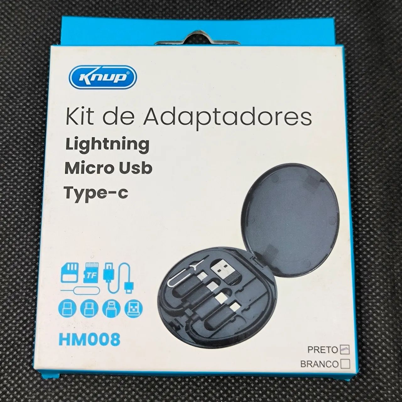 Kit de Adaptadores Lightning, Micro USB e Type-C - Novo