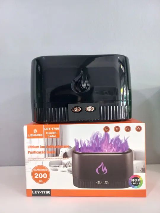 Umidificador Aromatizador Elétrico Difusor de Ambiente LED Flamejante