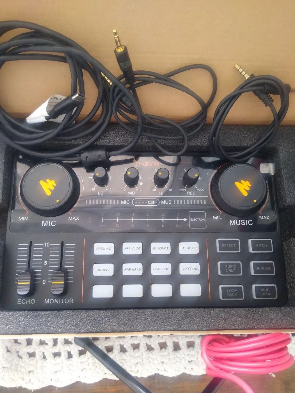 Kit COMPLETO MESA DE SOM BLUETOOTH MAONO + MICROFONE + FONE DE OUVIDOS BLUETOOTH LENOVO  - Foto 2