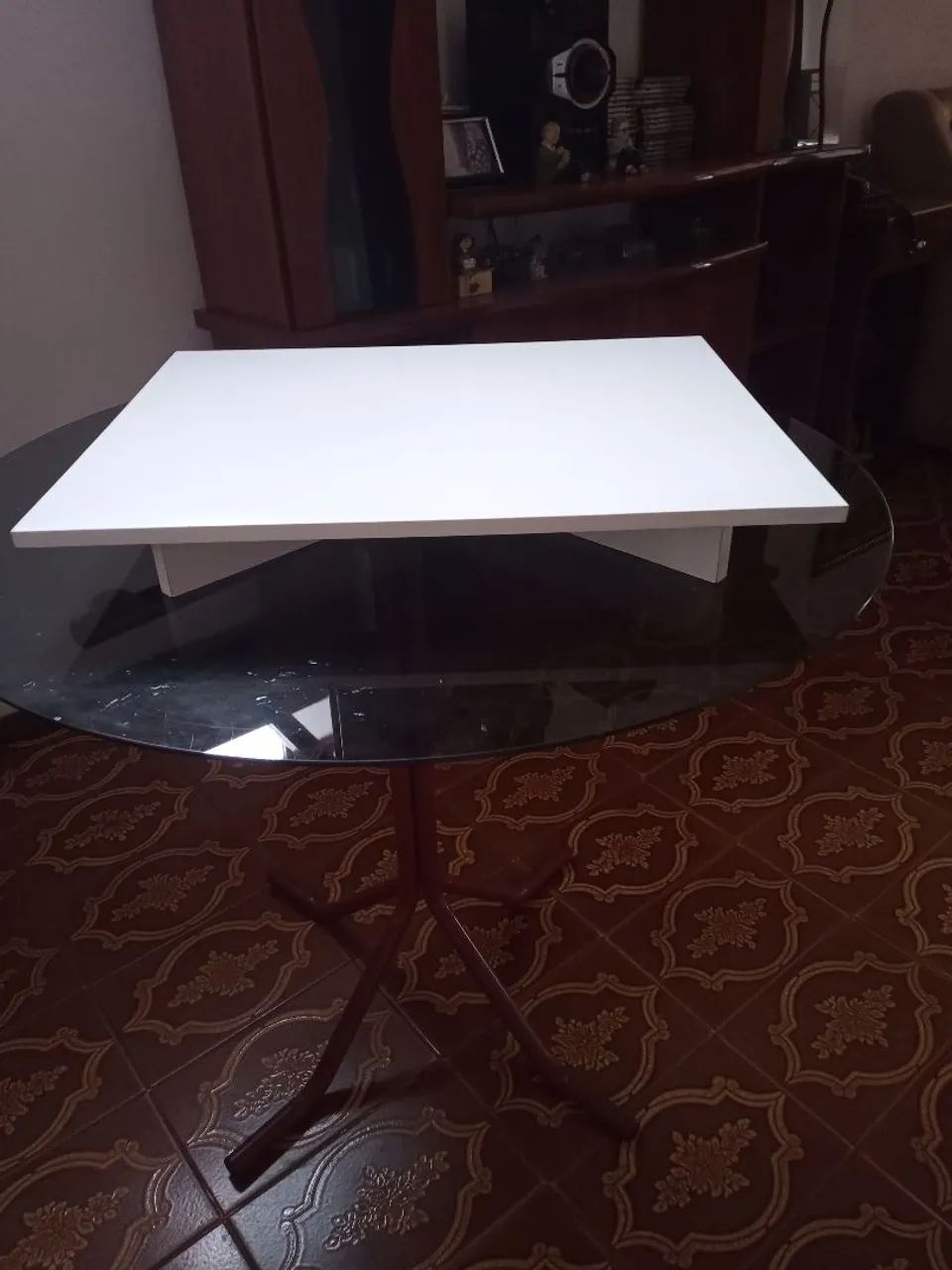 Bandeja de madeira quadrada branca  ( 60 X 48 )