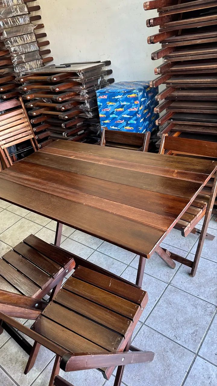 Kit de mesa dobrável com cadeiras madeira ipê nobre  - Foto 3