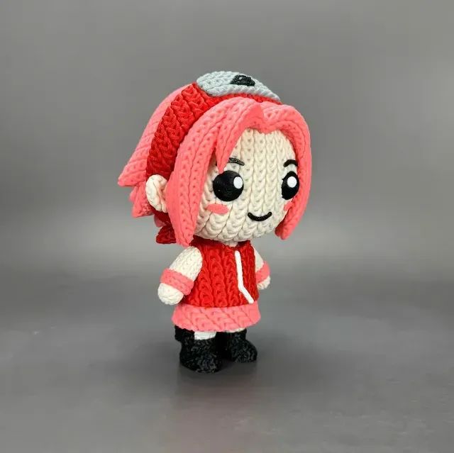 Sakura Naruto Boneco 3D Estilo Crochê 20cm