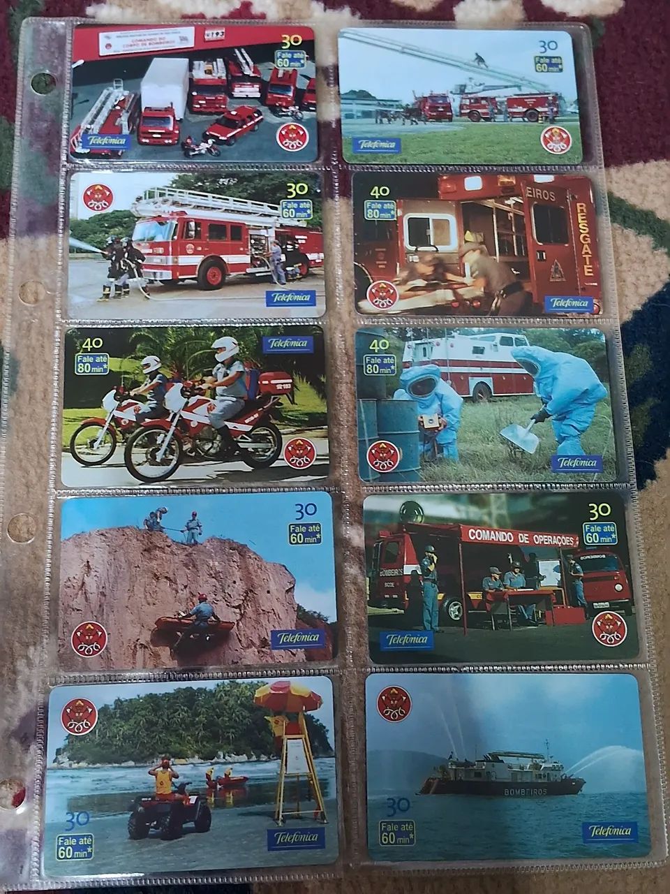 Cartão Telefonico Dia do Bombeiro Coleção Completa Telefonica