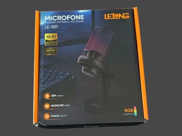 Microfone Gamer RGB Condensador Profissional