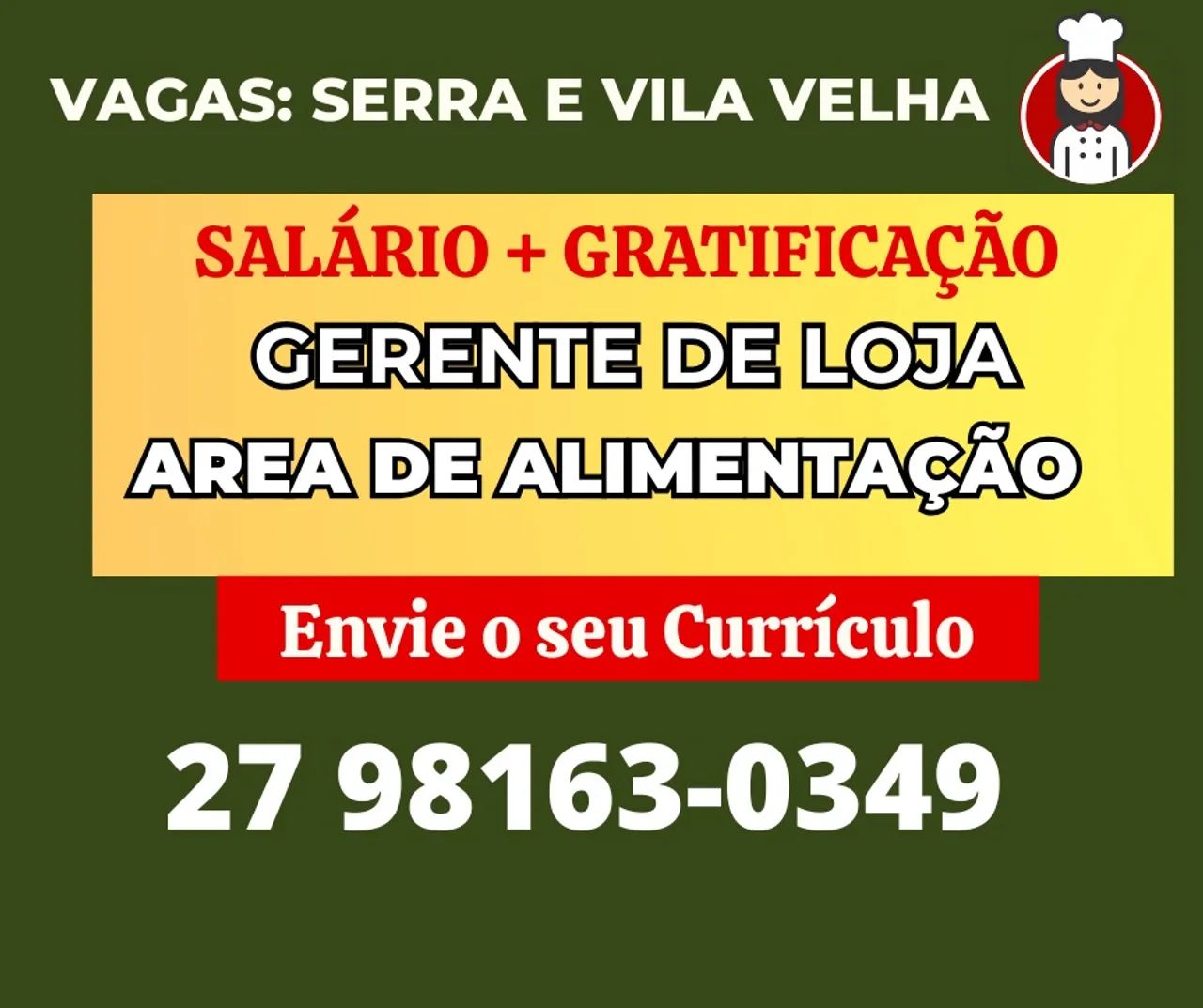 Vaga de Emprego Gerente de Loja - Serra ou Vila Velha