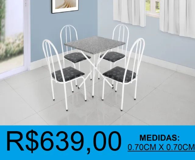 Mesa pequena de granito com 4 cadeiras - temos a pronta entrega  