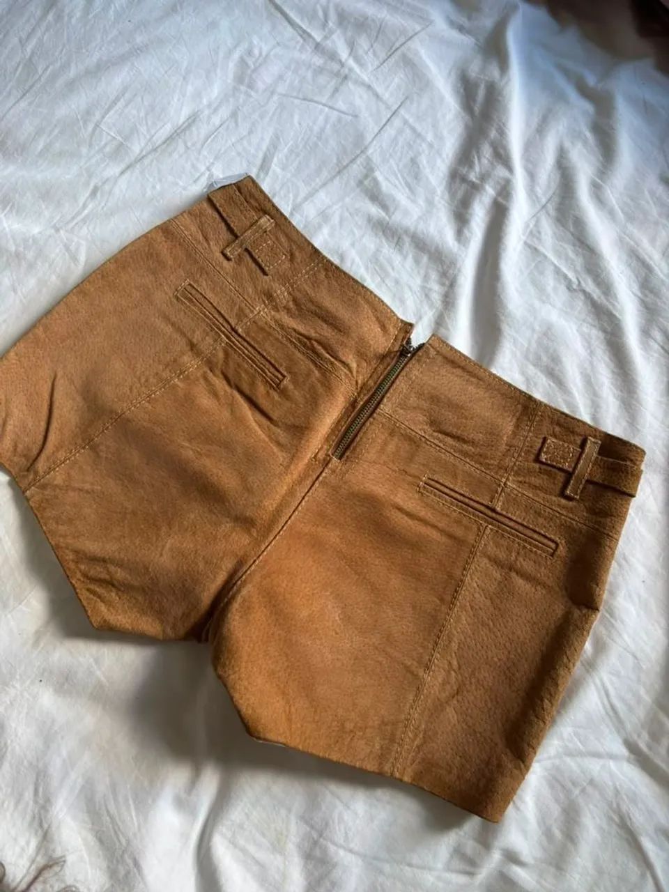mini short suede y2k boho country couro legitimo vintage micro short - Foto 3